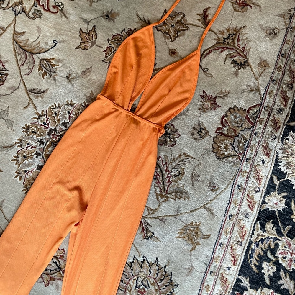 PrettyLittleThing Bright Orange Jumpsuit - Picture 2 of 8